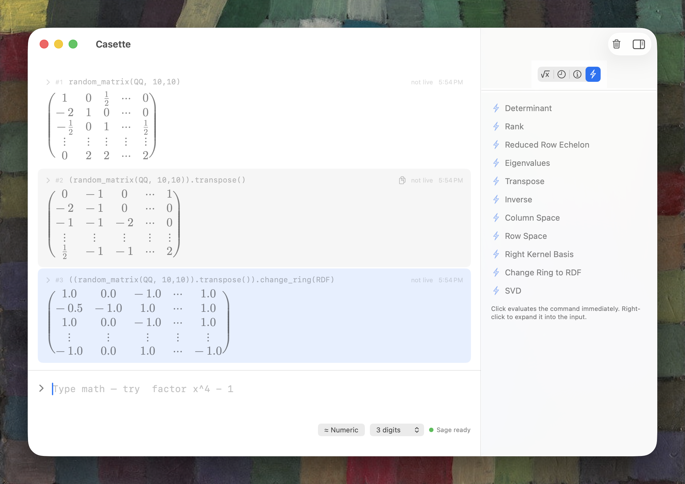 A native calculator-style frontend for SageMath
