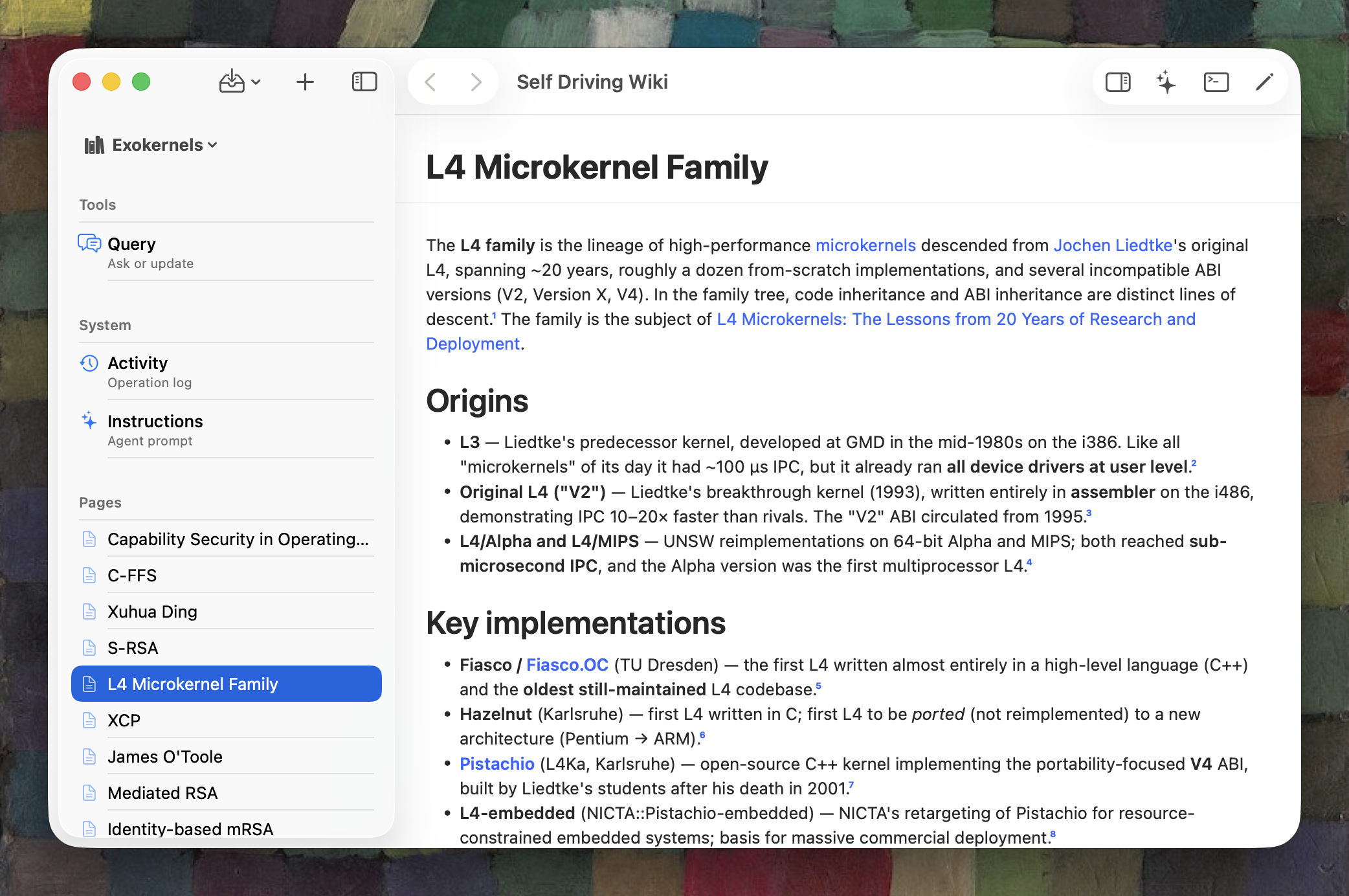 Self Driving Wiki.app, my LLMwiki